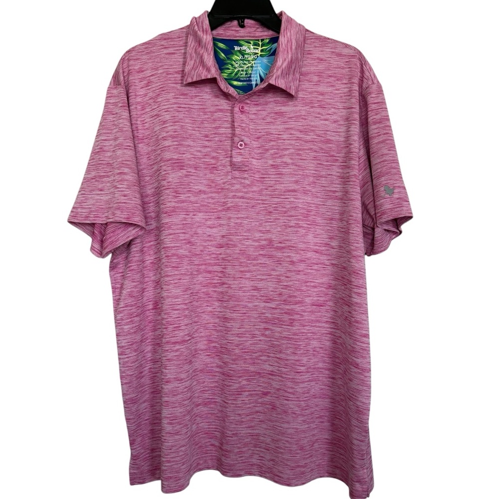 Birdie Bound Mens Sz XL Fuschia Pink Short Sleeve Performance Polo Shirt
